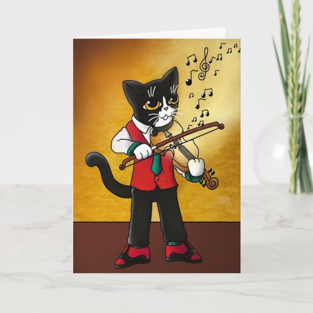 Violin Music Cat Kort (Framsida)