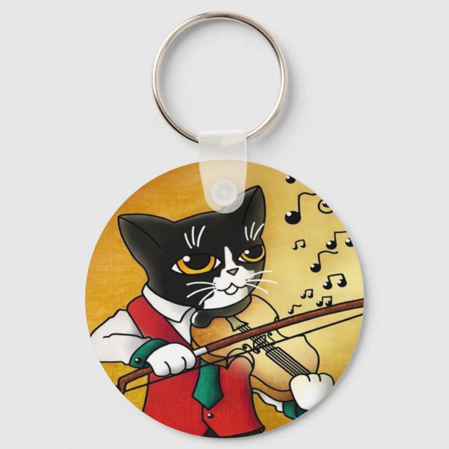 Violin Music Cat Nyckelring (Framsida)