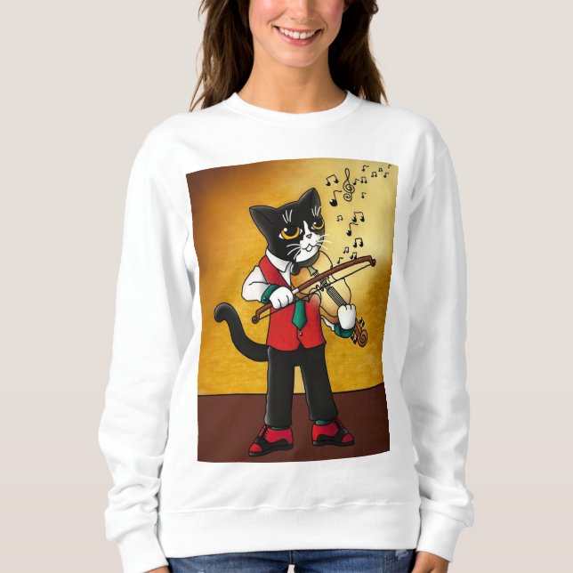 Violin Music Cat T Shirt (Framsida)