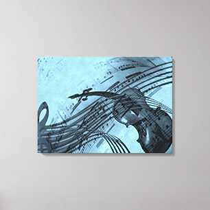 Violin Music Design i Light Blue Canvastryck