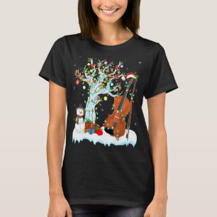 Violin Music Julafton Träd Lighting Santa Hat Viol T Shirt