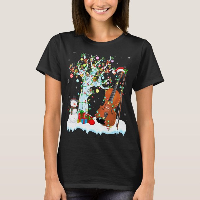 Violin Music Julafton Träd Lighting Santa Hat Viol T Shirt (Framsida)