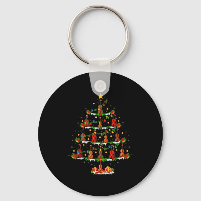 Violin Music Lover Xmas Lighting Violin Christmas  Nyckelring (Framsida)