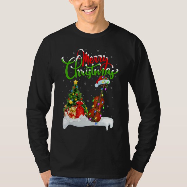 Violin Music   Xmas Decorations Santa Violin Chris T Shirt (Framsida)