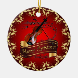 Violin ~ Musical Rulla ~ God jul ~ * ~ Julgransprydnad Keramik