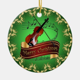 Violin ~ Musical Rulla ~ God jul ~ * ~ Julgransprydnad Keramik
