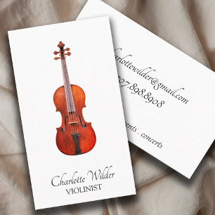 Violin Musician Black On White Visitkort