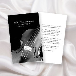 Violin Musician Funeral Memorial Prayer / Dikt Visitkort