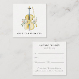 Violin Musician Music Teacher Gift Certificate Fyrkantigt Visitkort