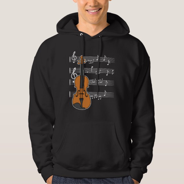 Violin Musik noter Clef for Orchestra Violinists Hoodie (Framsida)