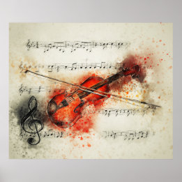 Violin musik noter, vattenfärg poster