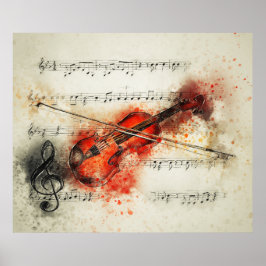 Violin musik noter, vattenfärg poster