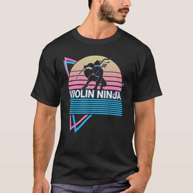 Violin Ninja Violinist Instrument T Shirt (Framsida)