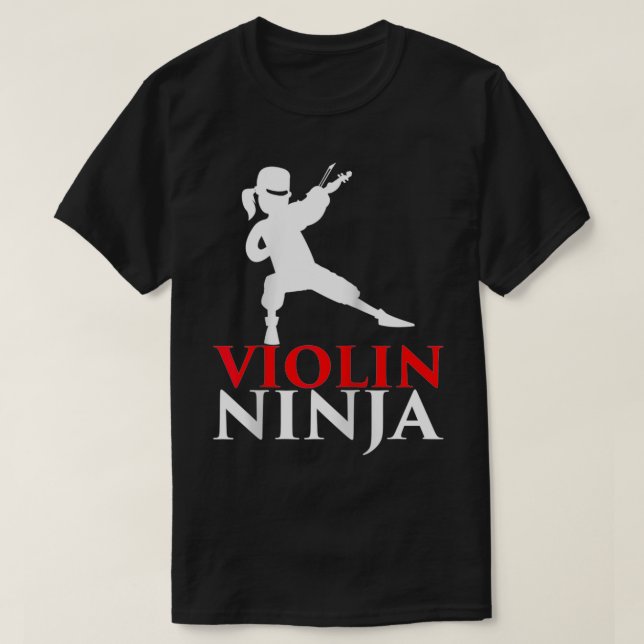 Violin Ninja Violinist Player Music Älskare Gift T Shirt (Design framsida)