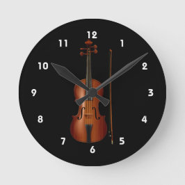 VIolin och båge realistisk grafik Rund Klocka