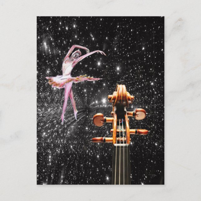 Violin och Ballet Dancer Vykort (Framsida)