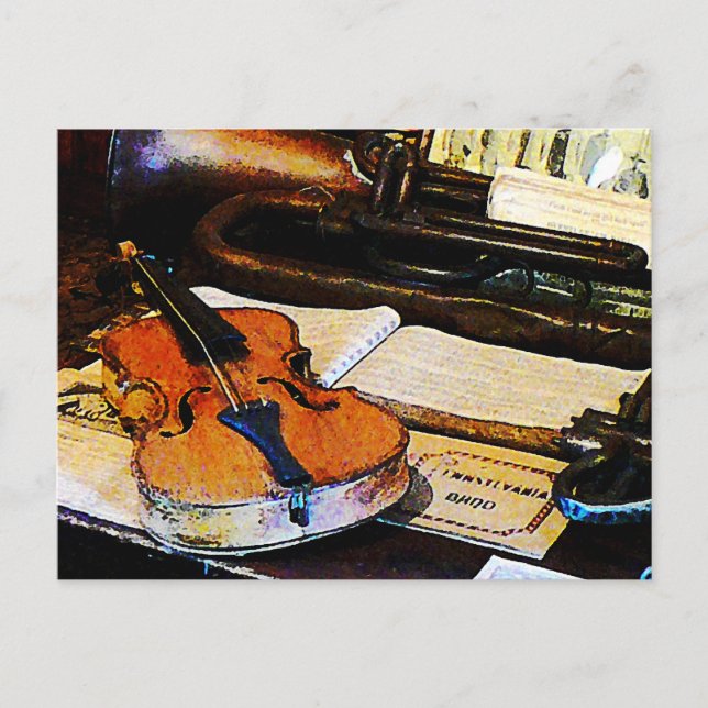 Violin och Bugle Vykort (Framsida)
