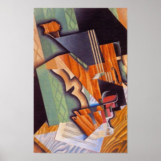 Violin och Glass, av Juan Gris Poster (Framsidan)