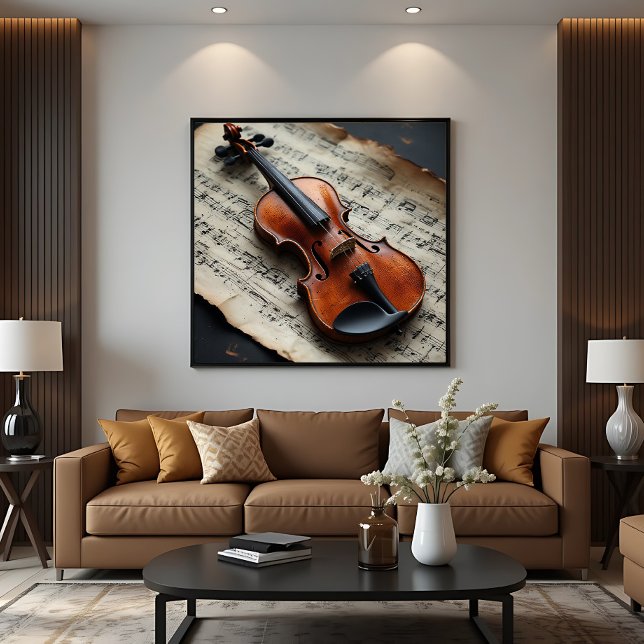 Violin och notblad canvastryck (Skapare uppladdad)