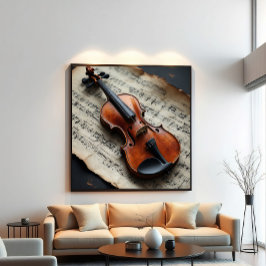 Violin och notblad poster