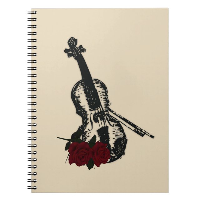 Violin och rosor anteckningsbok med spiral (Framsidan)
