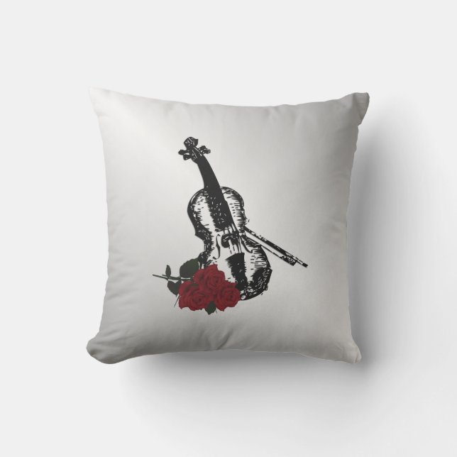 Violin och rosor silver kudde (Framsida)