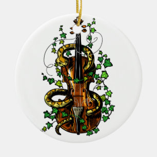 Violin och snake julgransprydnad keramik