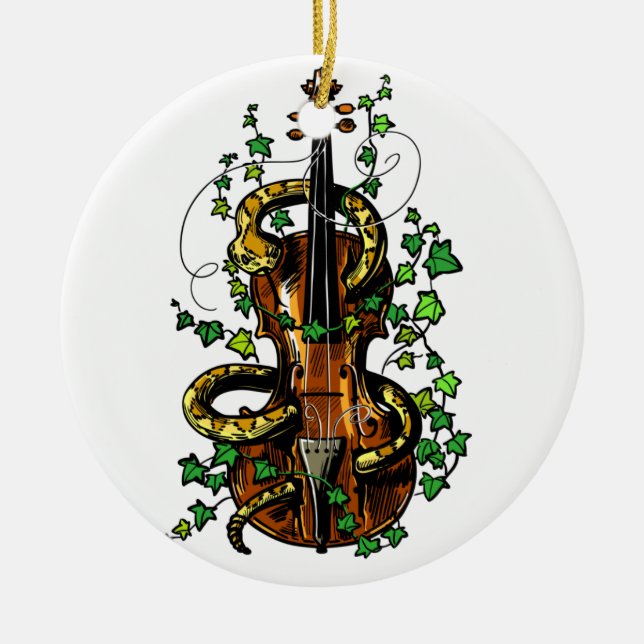 Violin och snake julgransprydnad keramik (Framsidan)