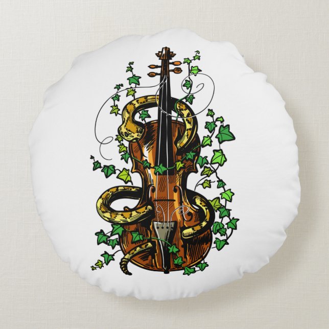 Violin och snake rund kudde (Baksidan)