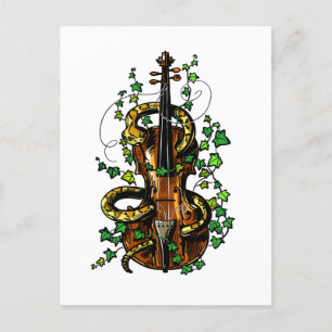Violin och snake vykort