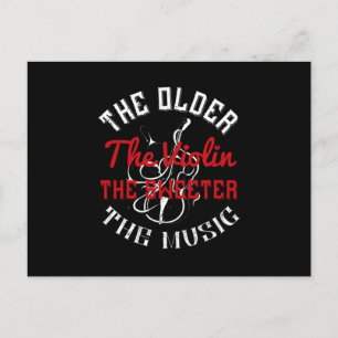 Violin-Older Violin Play Sweeter Music Vykort