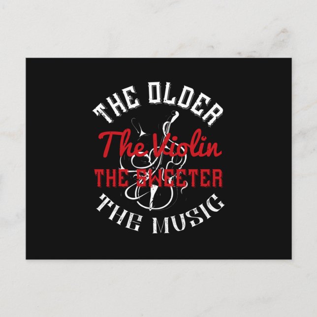 Violin-Older Violin Play Sweeter Music Vykort (Framsida)