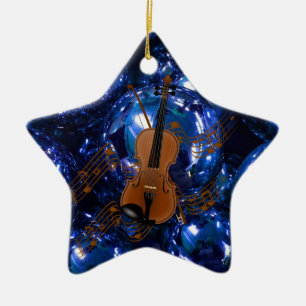 Violin på julblåa Baubles Julgransprydnad Keramik