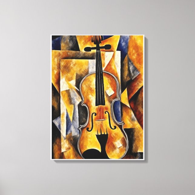 Violin Painting med Geometric Art Canvastryck (Framsida)