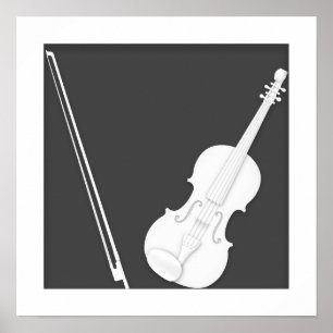 Violin Papper Cutout Illusion av Mozartini Charcol Poster