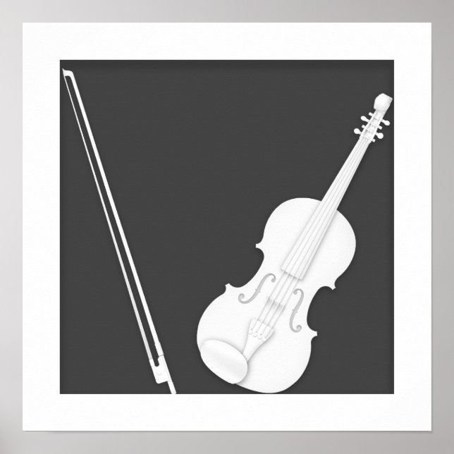 Violin Papper Cutout Illusion av Mozartini Charcol Poster (Framsidan)