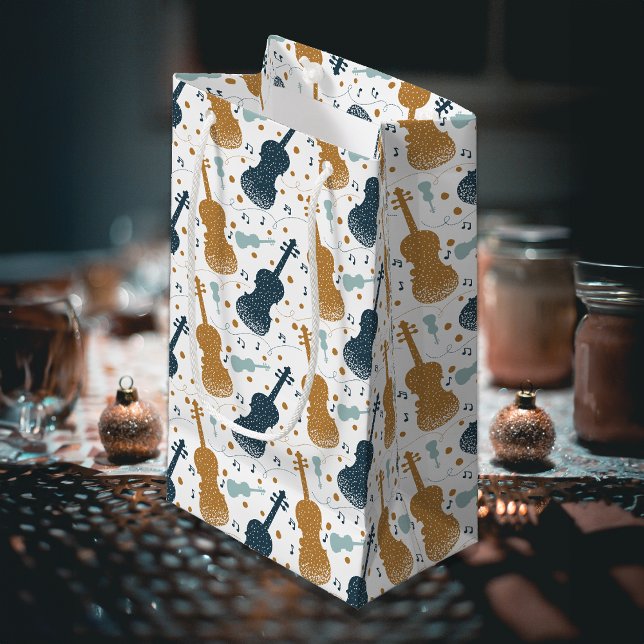 Violin Party (Violin gold and blue pattern gift bag.)