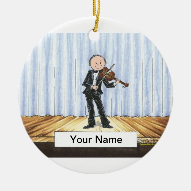 Violin Player - Male Julgransprydnad Keramik (Framsidan)