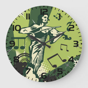 Violin Player Musik noter Stor Klocka