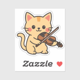Violin Playing Cat Design Klistermärken