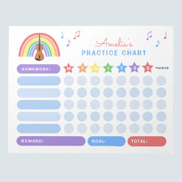 Violin Practice Musik noter Rainbow Reward Chart Anteckningsblock