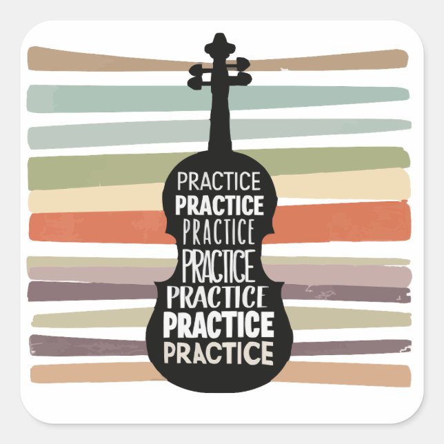 violin retro fyrkantigt klistermärke (Framsida)