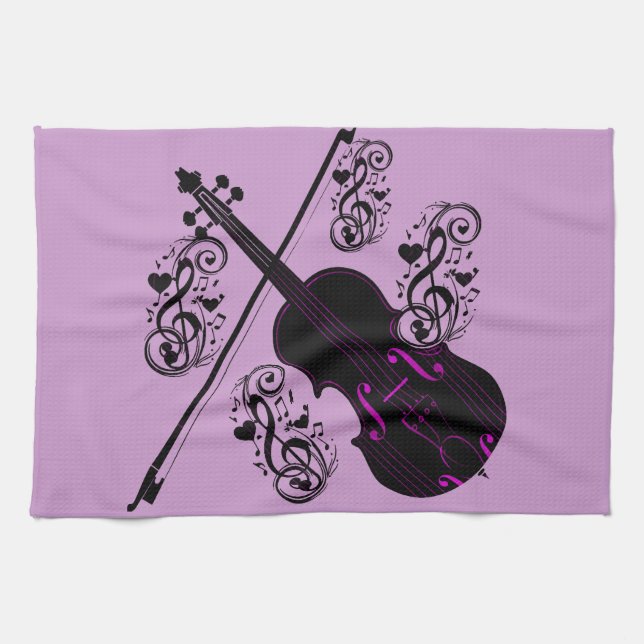 Violin,Rocking kärlek_ Kökshandduk (Horisontell)