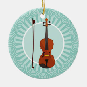 Violin Roligt Turcos Swirl Music Julgransprydnad Keramik