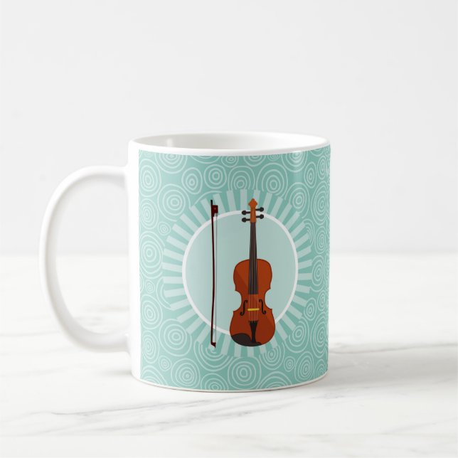Violin Roligt Turcos Swirl Music Kaffemugg (Vänster)