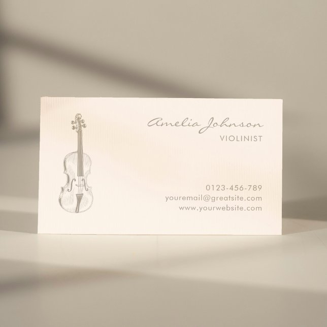 Violin  Rosa Elegant Modern Music Lärare Visitkort (Skapare uppladdad)