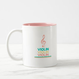 Violin Rosa Treble Clef Två-Tonad Mugg