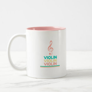 Violin Rosa Treble Clef Två-Tonad Mugg