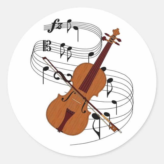Violin Runt Klistermärke (Framsida)