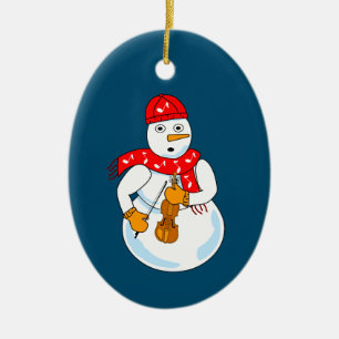 Violin Snögubbe Julgransprydnad Keramik